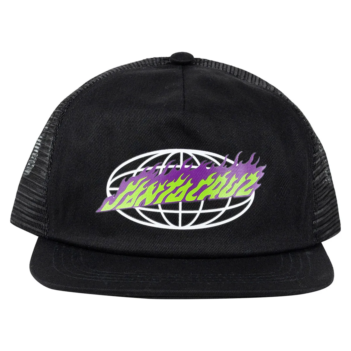 Santa Cruz - Global Flame Strip Youth Trucker Black