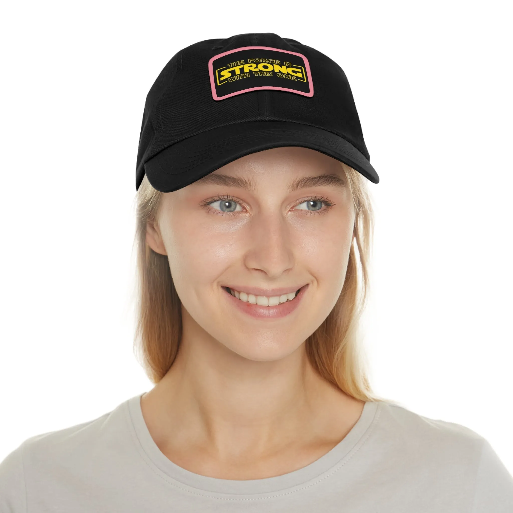 The force is strong with this one  Dad Hat with Leather Patch (Rectangle)