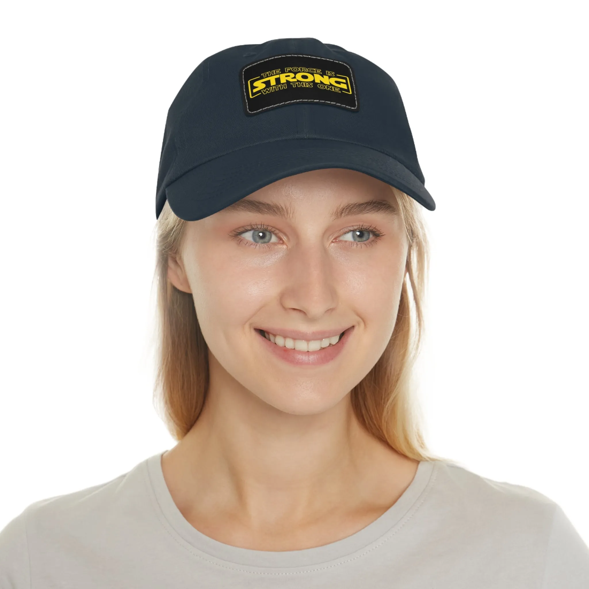 The force is strong with this one  Dad Hat with Leather Patch (Rectangle)