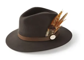 The Suffolk Fedora in Dark Brown (Bronze Feather)
