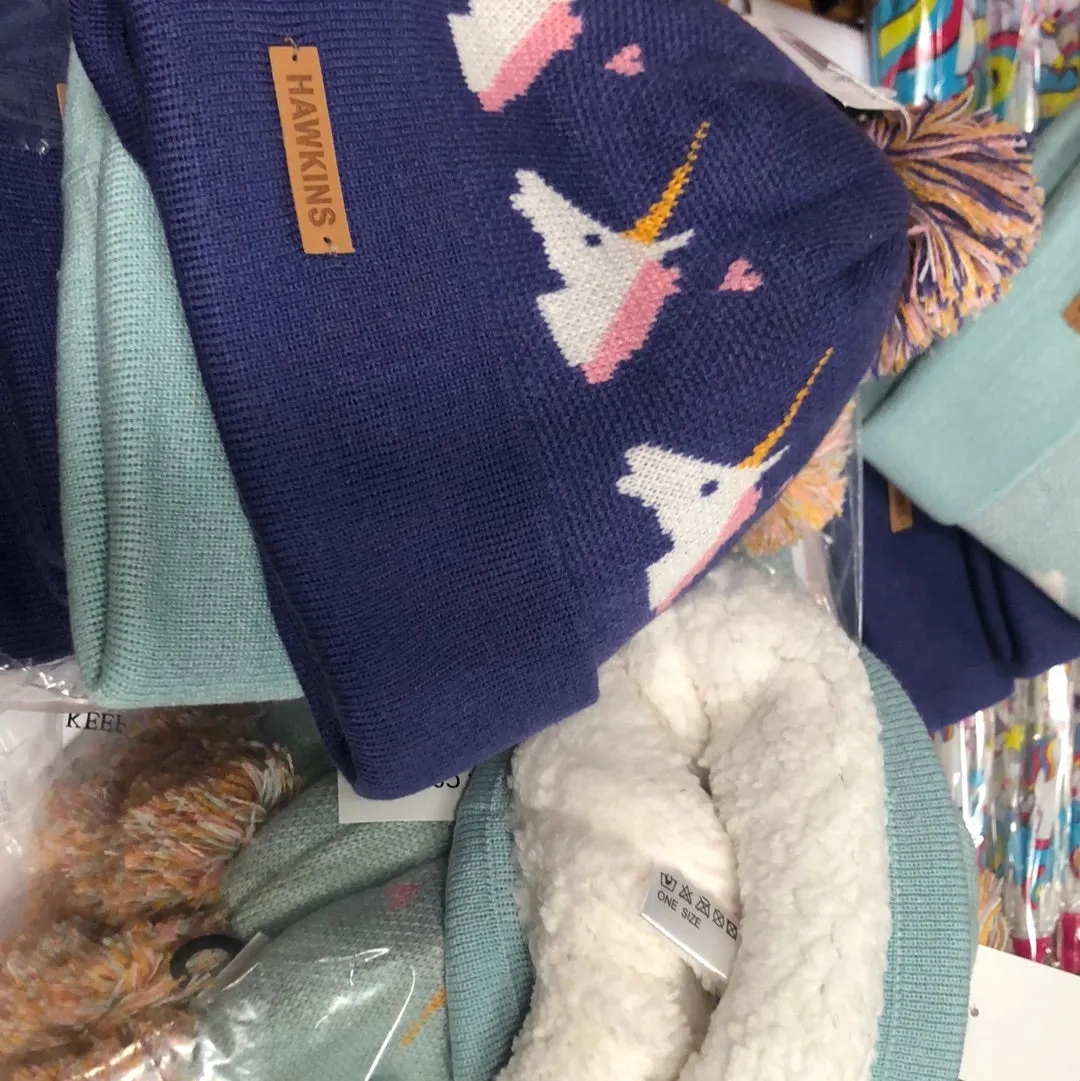 Unicorn Kids Sherpa lined bobble hat