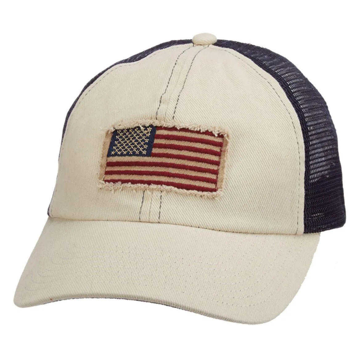 USA Unstructured American Flag Baseball Cap MEsh Back