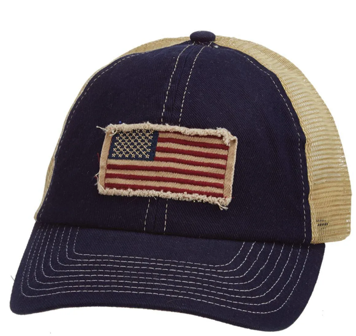 USA Unstructured American Flag Baseball Cap MEsh Back
