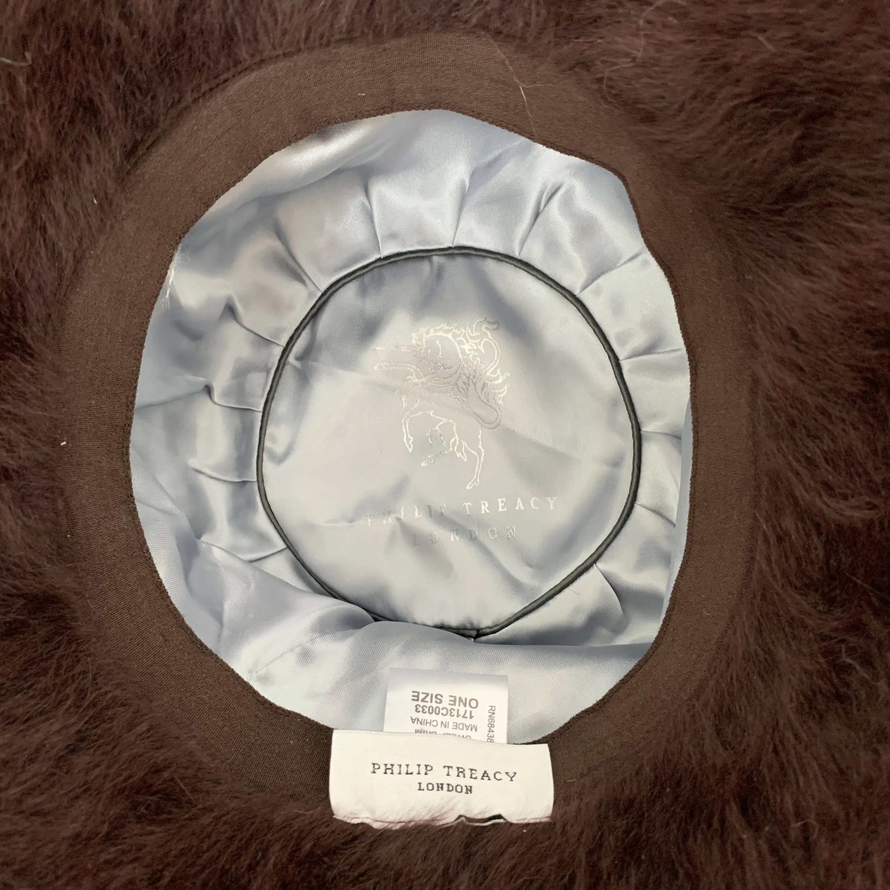 Vintage brown angora wool fur cloche hat by Philip Treacy made in London