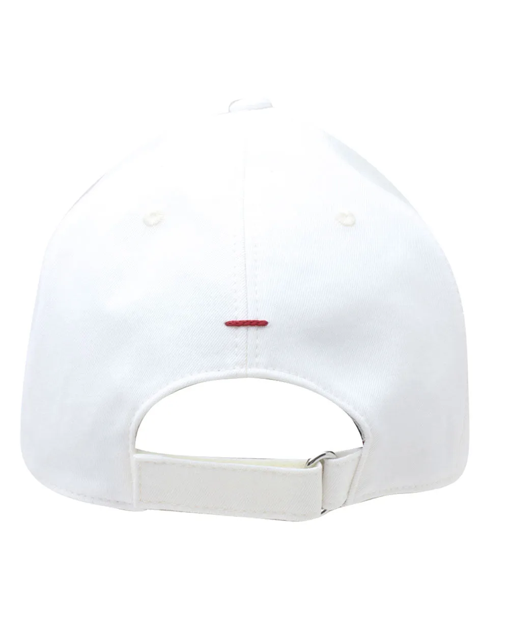White and Navy Embroidered Cotton Baseball Cap